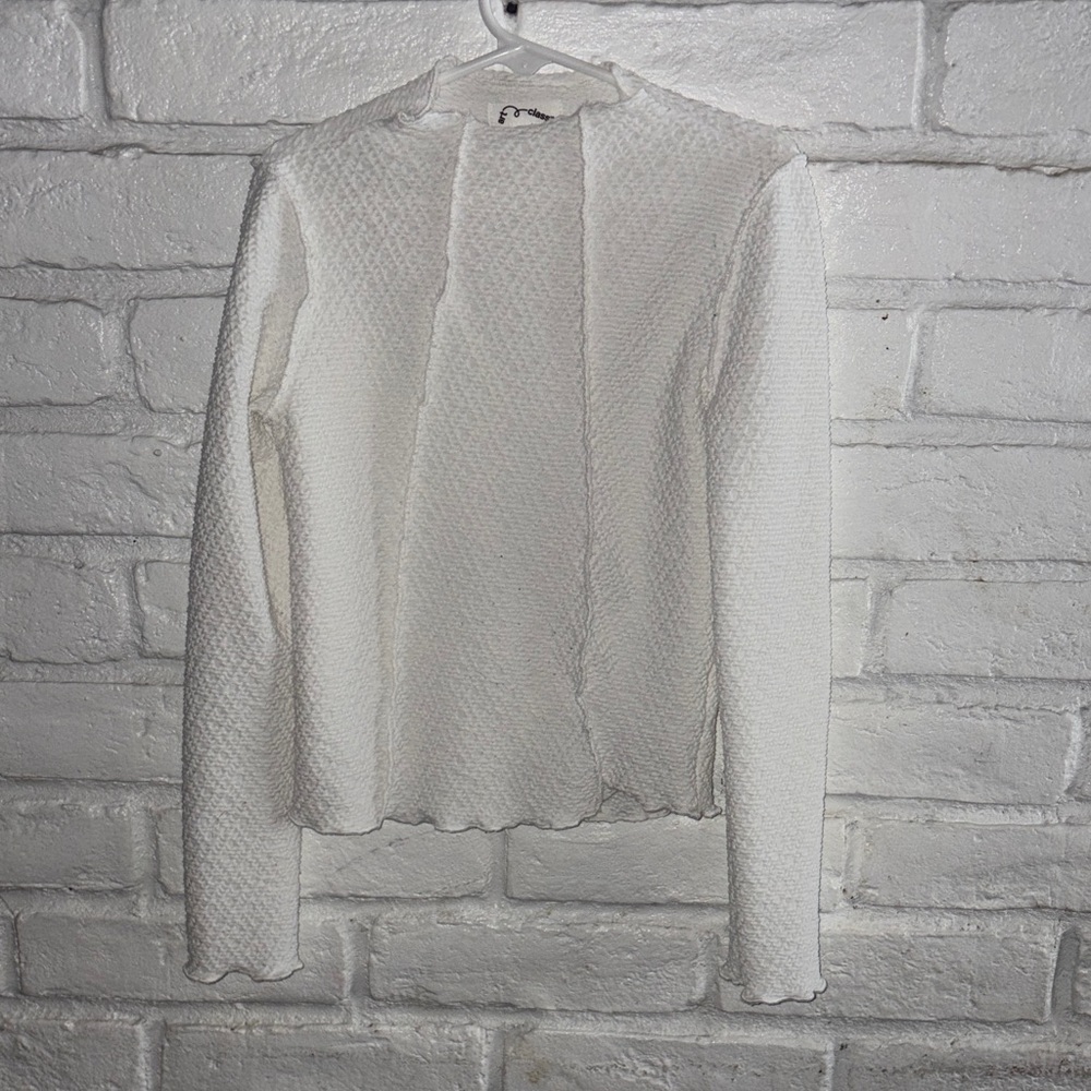 Art Class Girls Textured White Long Sleeve Top Size M (8)